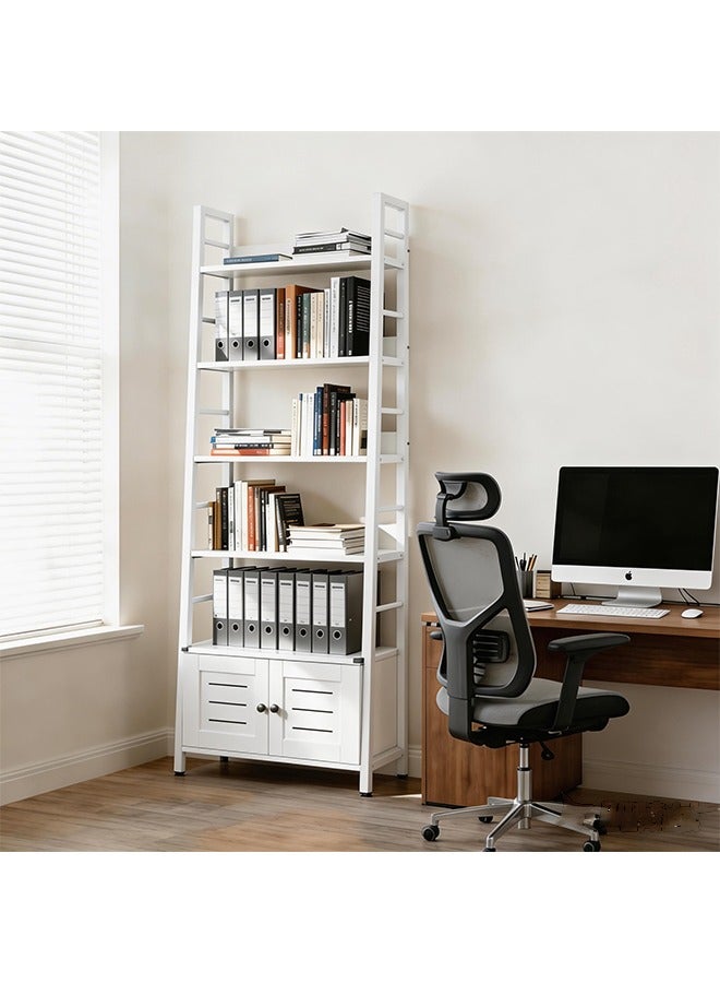 خزانة تخزين 5 طبقات شبه منحرف متعددة الاستخدامات - رف كتب مفتوح ورف تخزين سلع ورف عرض بهيكل حديدي بسيط وخزانة لغرفة المعيشة وغرفة النوم والمكتب - Image 2